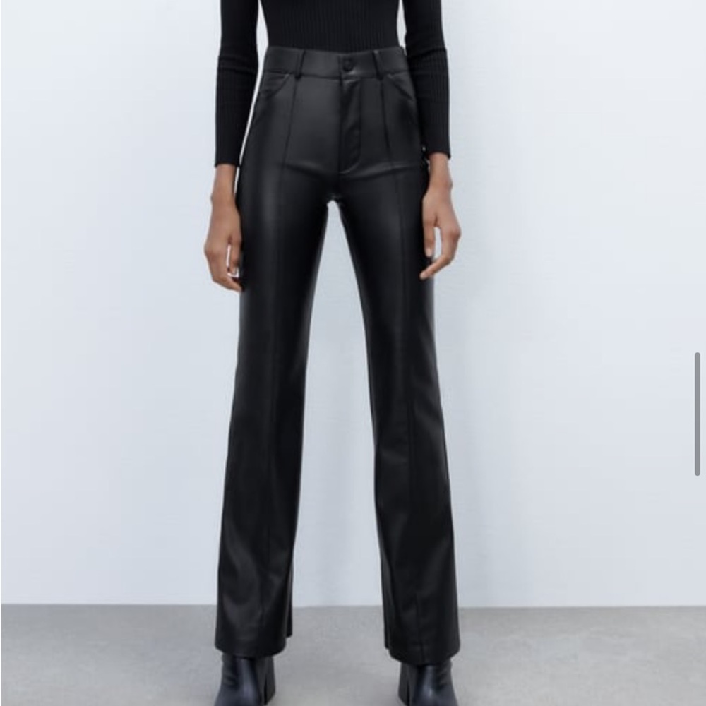 Zara Faux leather flared pants